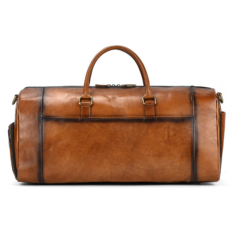 Vintage Leather Duffle Bag Men's Fashion Cowhide Travel Bag