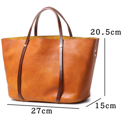 New Handmade Genuine Leather Tote Bag Large Capacity Multifunctional Tote Soft Leather Shoulder Bag