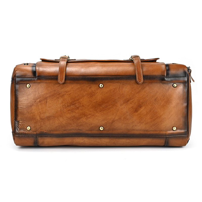 Vintage Leather Duffle Bag Men's Fashion Cowhide Travel Bag