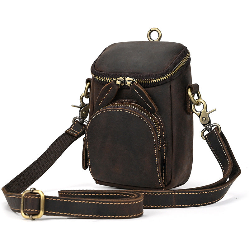 Genuine Leather Man Bag Crazy Horse Cross Body Bag Full Grain Leather