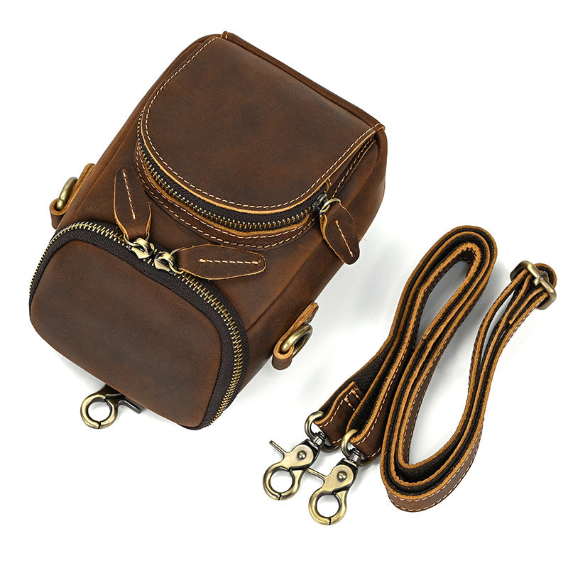 Genuine Leather Man Bag Crazy Horse Cross Body Bag Full Grain Leather