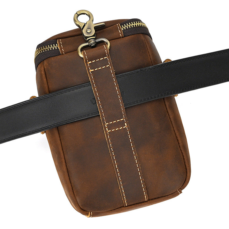 Genuine Leather Man Bag Crazy Horse Cross Body Bag Full Grain Leather