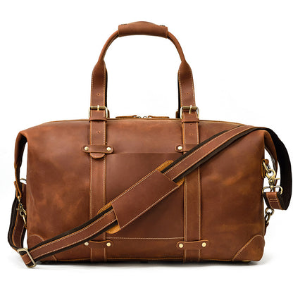 Travel Bag Crazy Horse Leather Large-Capacity Luggage Bag Vintage Handbag Crossbody Messenger Bag