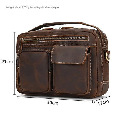 Men's Retro Shoulder Bag Top-grain Cowhide Crossbody Bag