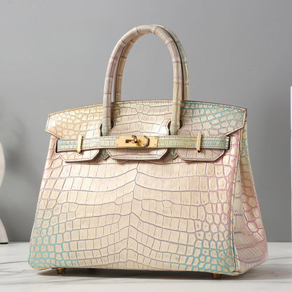 Handmade Imported Nile Crocodile Leather Birkin Bag Women's Bag Genuine Leather Bag