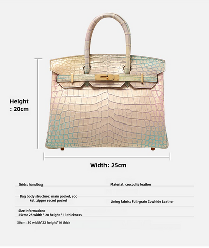 Handmade Imported Nile Crocodile Leather Birkin Bag Women's Bag Genuine Leather Bag