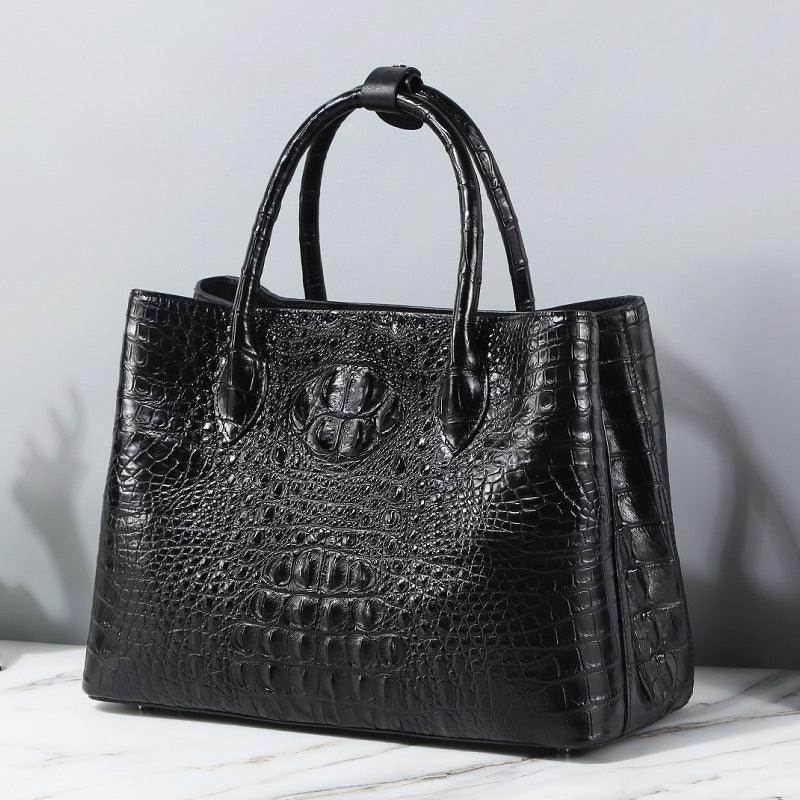 Crocodile Leather Bag Genuine Leather Women's Bag Large-Capacity Bucket Bag Shoulder Crossbody Handbag