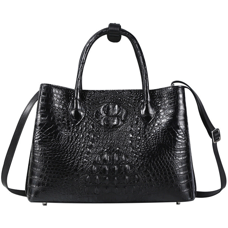 Crocodile Leather Bag Genuine Leather Women's Bag Large-Capacity Bucket Bag Shoulder Crossbody Handbag