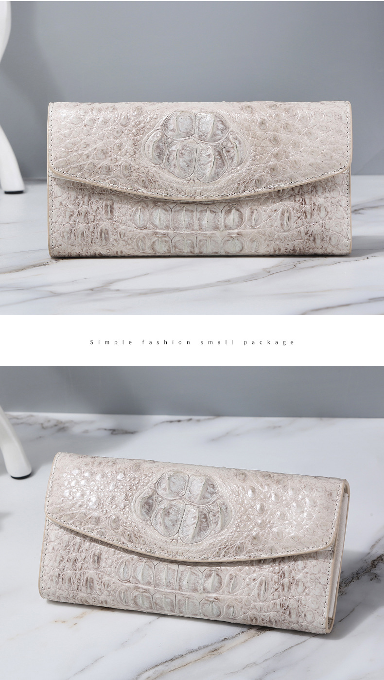 Himalayan White Crocodile Leather Wallet Large Capacity Lady's Wallet Genuine Leather Clutch Bag