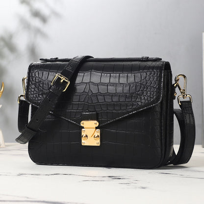 Crocodile Leather Women's Bag New Messenger Bag Portable Crossbody Bag