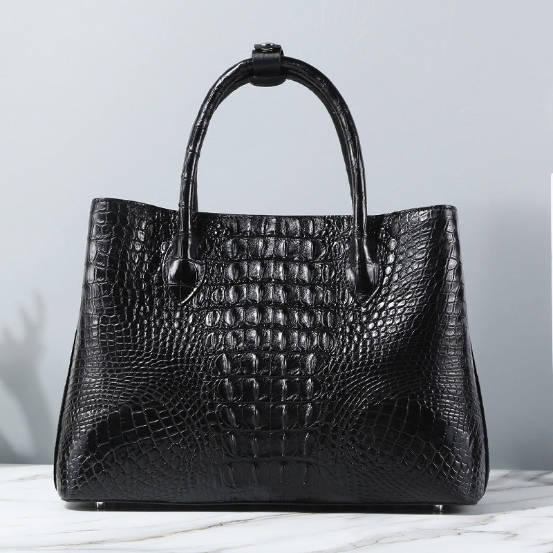 Crocodile Leather Bag Genuine Leather Women's Bag Large-Capacity Bucket Bag Shoulder Crossbody Handbag