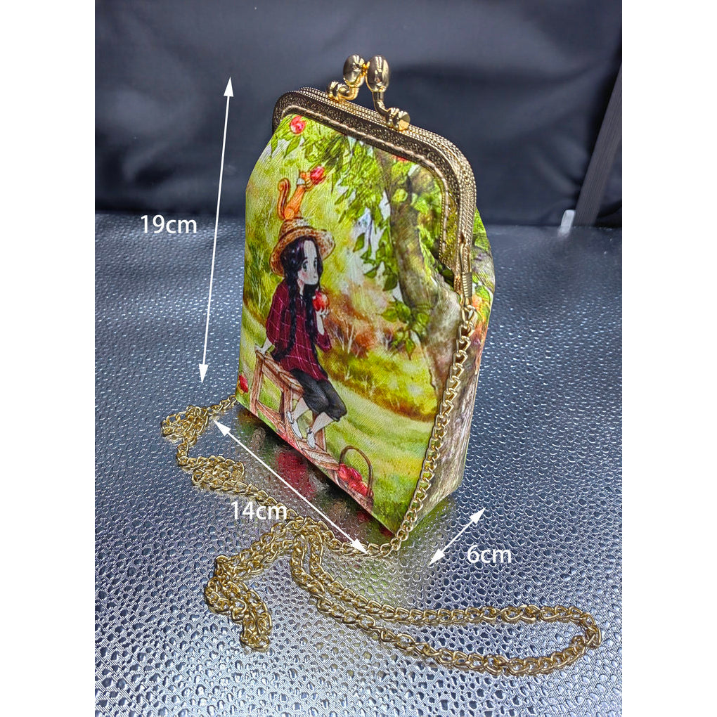 Women's Clasp Purse Handmade Handbag Digital Printing Bag,