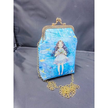 Women's Clasp Purse Handmade Handbag Digital Printing Bag,