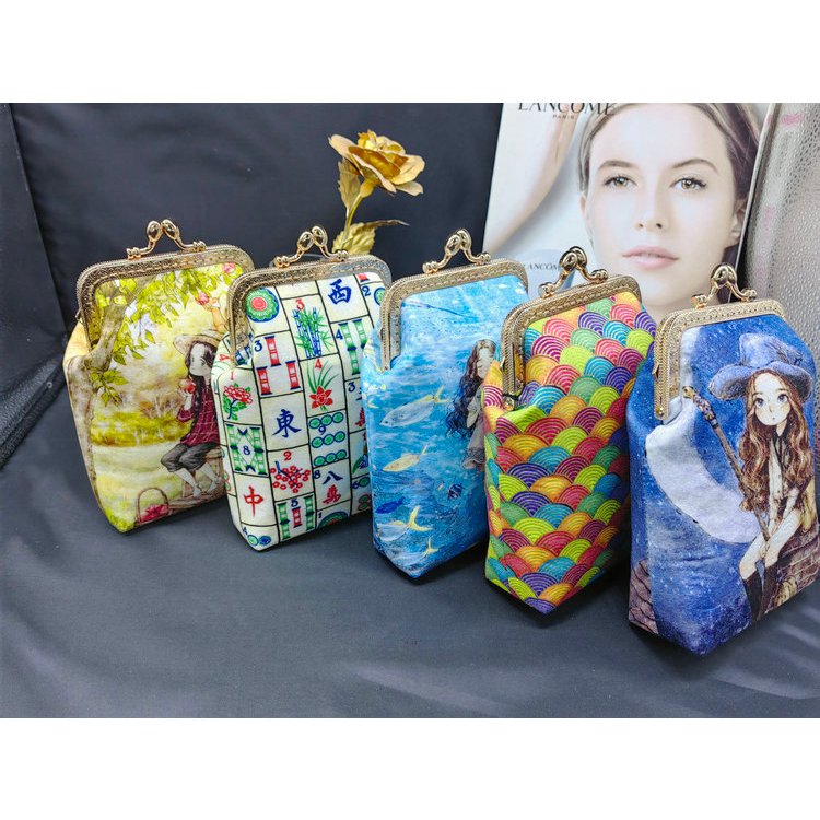 Women's Clasp Purse Handmade Handbag Digital Printing Bag,