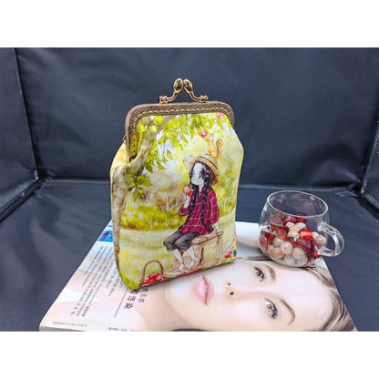 Women's Clasp Purse Handmade Handbag Digital Printing Bag,