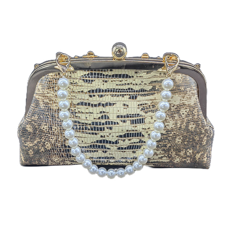 Women's handmade bags serpentine cowhide clasp purse