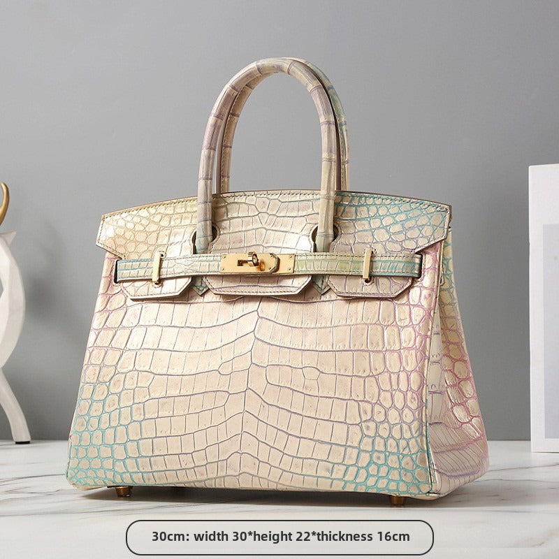 Handmade Imported Nile Crocodile Leather Birkin Bag Women's Bag Genuine Leather Bag