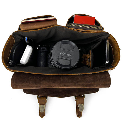 Retro Camera Bag Crazy Horse Leather Portable Photography Bag Mirrorless Camera Outdoor Shoulder Bag DSLR Camera Bag