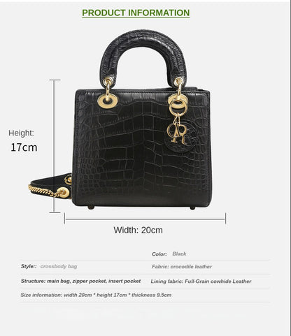 Luxury Crocodile Leather Women's Bag Genuine Leather Messenger Bag Shoulder Handbag