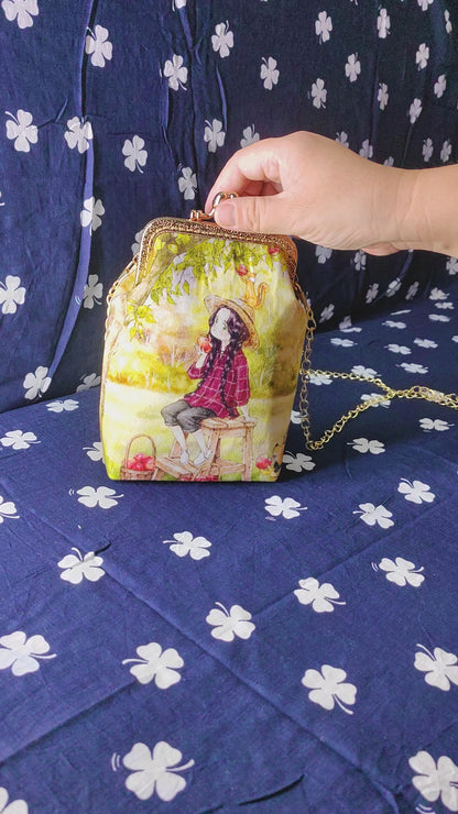 Women's Clasp Purse Handmade Handbag Digital Printing Bag,