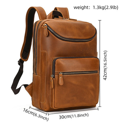 Men's Backpack Retro Large Capacity Backpack Computer Bag Cowhide Backpack