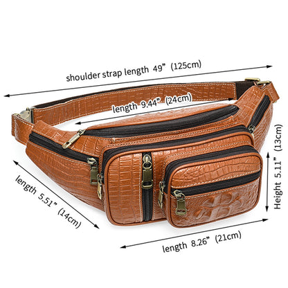 Multi Functional Men's Waist Bag, Leather Leisure Chest Bag, Single Shoulder Crossbody Bag, Motorcycle Waist Bag