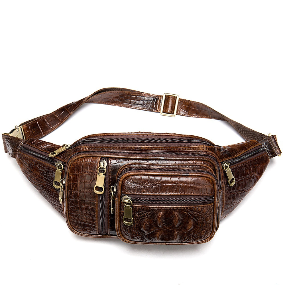 Multi Functional Men's Waist Bag, Leather Leisure Chest Bag, Single Shoulder Crossbody Bag, Motorcycle Waist Bag