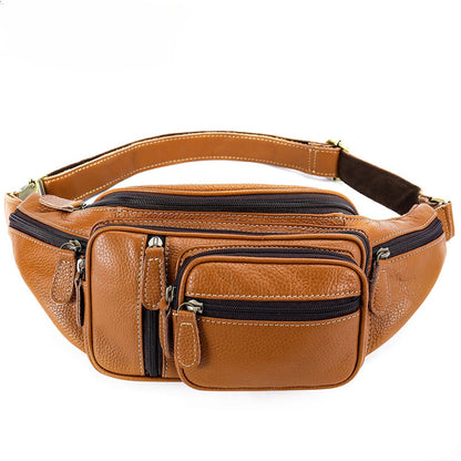 Multi Functional Men's Waist Bag, Leather Leisure Chest Bag, Single Shoulder Crossbody Bag, Motorcycle Waist Bag