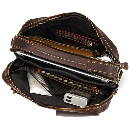 Men's Retro Shoulder Bag Top-grain Cowhide Crossbody Bag