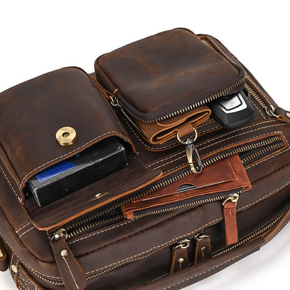 Men's Retro Shoulder Bag Top-grain Cowhide Crossbody Bag