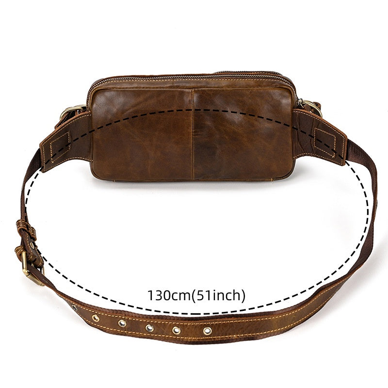 Genuine Leather Chest Bag, Crossbody Bag, Cowhide Men's Leisure Bag, Motorcycle Waist Bag