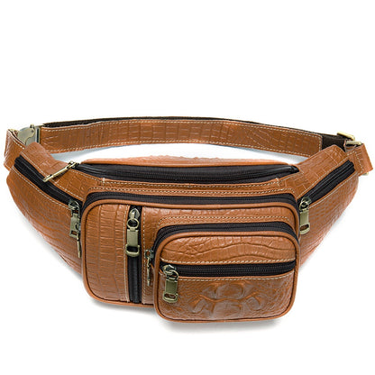 Multi Functional Men's Waist Bag, Leather Leisure Chest Bag, Single Shoulder Crossbody Bag, Motorcycle Waist Bag