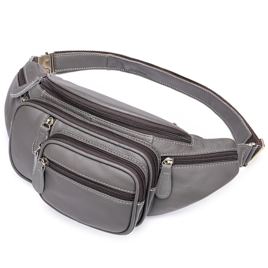 Multi Functional Men's Waist Bag, Leather Leisure Chest Bag, Single Shoulder Crossbody Bag, Motorcycle Waist Bag