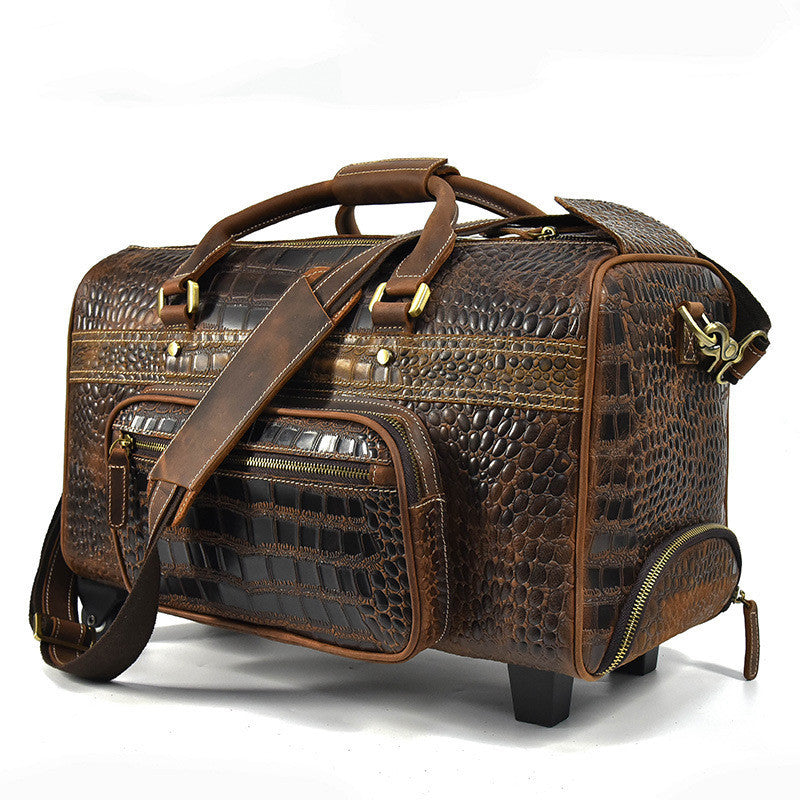 Men's Large-capacity Suitcase Genuine Leather Luggage Case Retro Cowhide Travel Bag