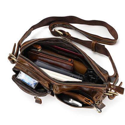 Genuine Leather Chest Bag, Crossbody Bag, Cowhide Men's Leisure Bag, Motorcycle Waist Bag