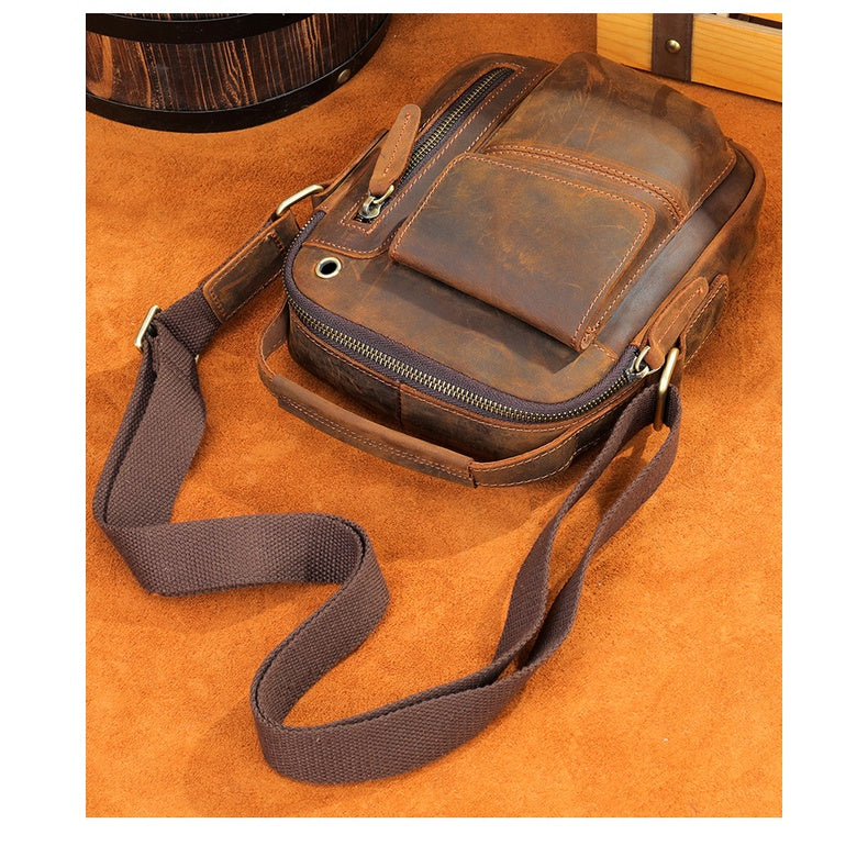 Men's High-capacity Crossbody Bag, Genuine Leather Bag