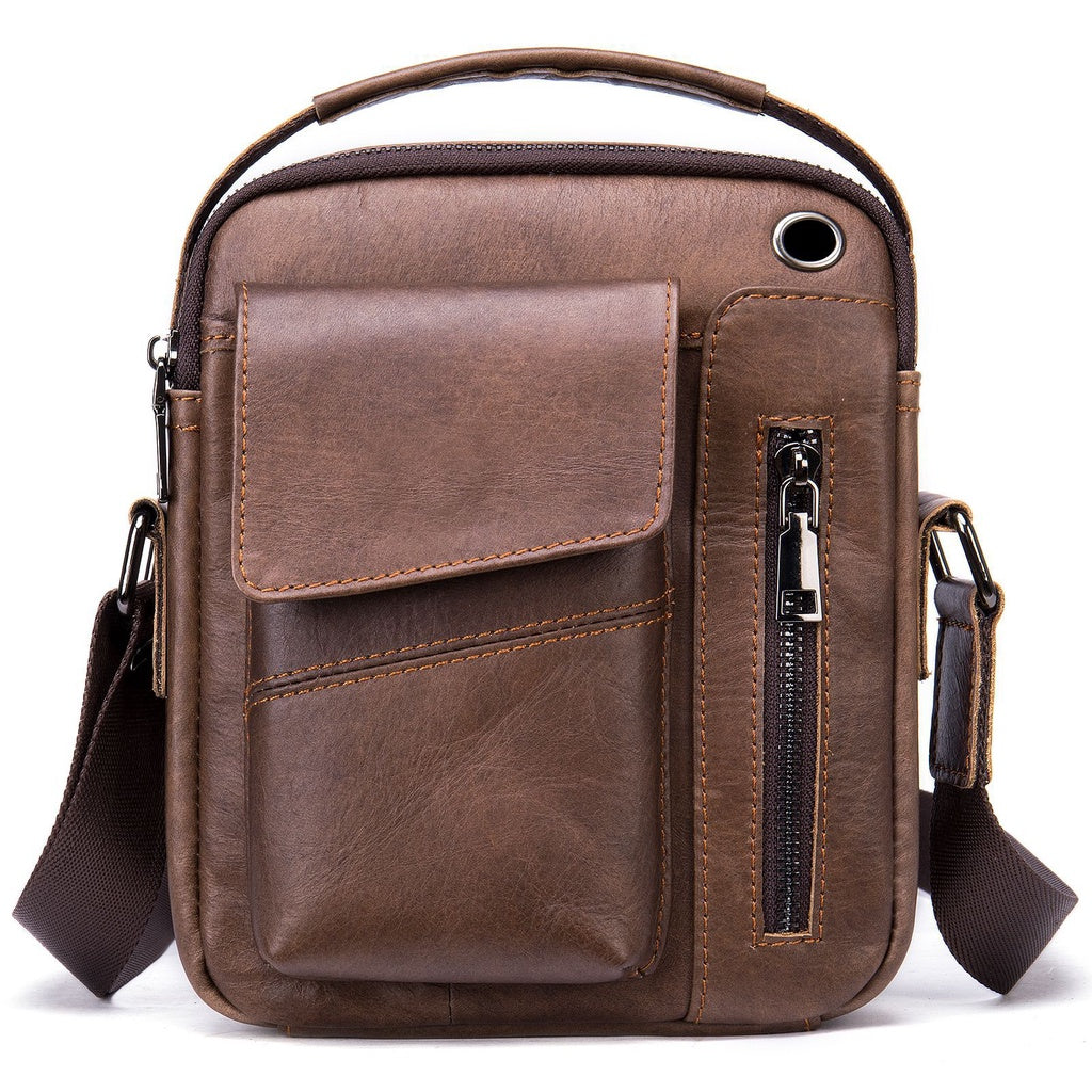 Men's High-capacity Crossbody Bag, Genuine Leather Bag