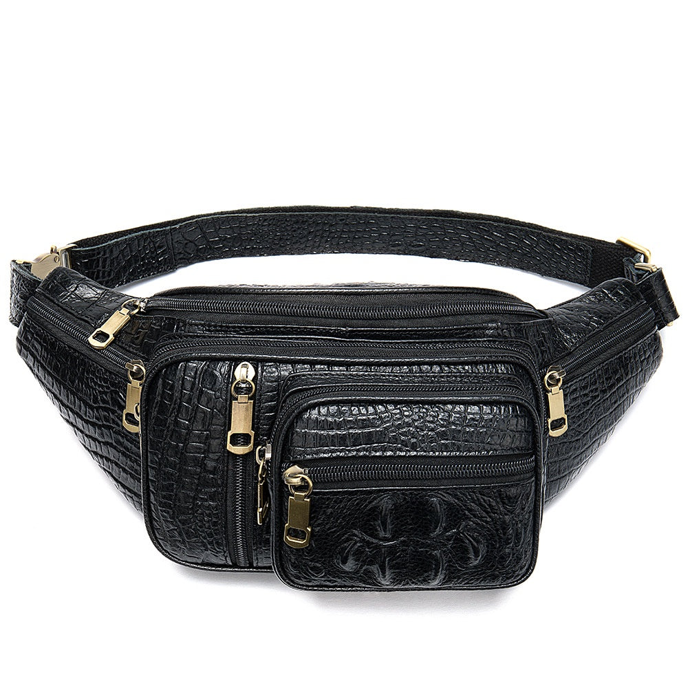 Multi Functional Men's Waist Bag, Leather Leisure Chest Bag, Single Shoulder Crossbody Bag, Motorcycle Waist Bag