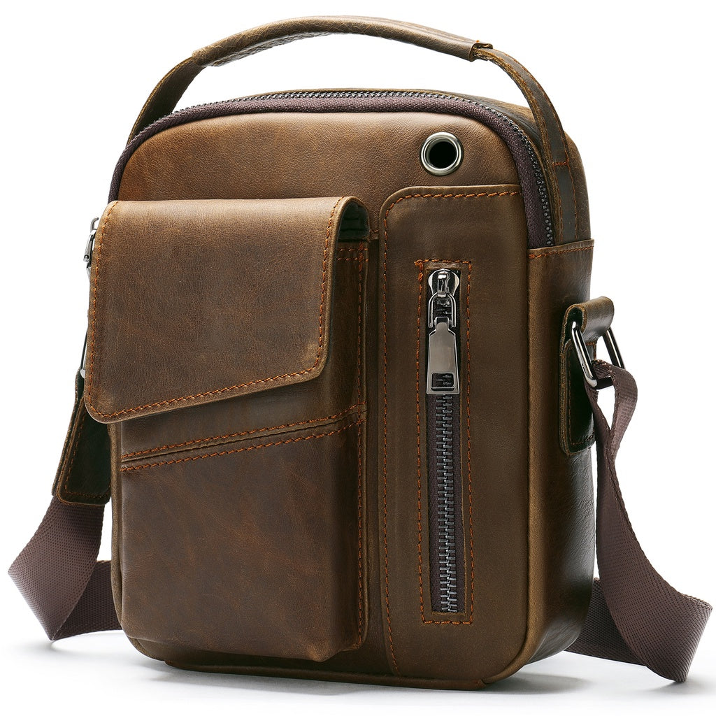 Men's High-capacity Crossbody Bag, Genuine Leather Bag