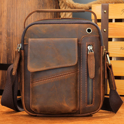 Men's High-capacity Crossbody Bag, Genuine Leather Bag