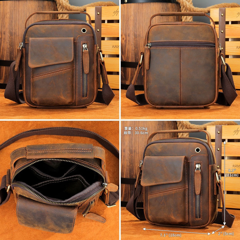 Men's High-capacity Crossbody Bag, Genuine Leather Bag