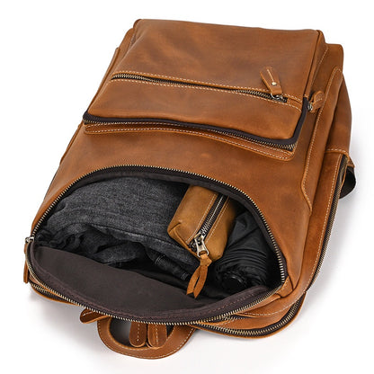 Men's Backpack Retro Large Capacity Backpack Computer Bag Cowhide Backpack