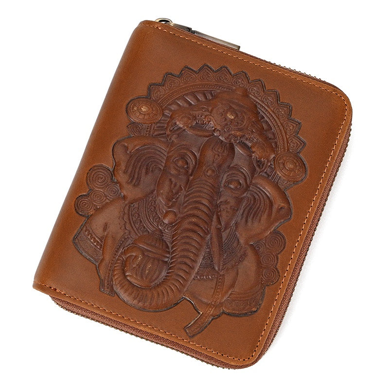 Large-capacity Cowhide Short Wallet Leather Card Holder