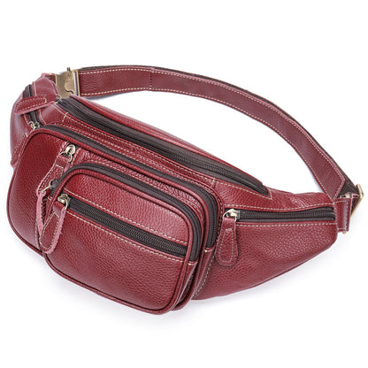 Multi Functional Men's Waist Bag, Leather Leisure Chest Bag, Single Shoulder Crossbody Bag, Motorcycle Waist Bag