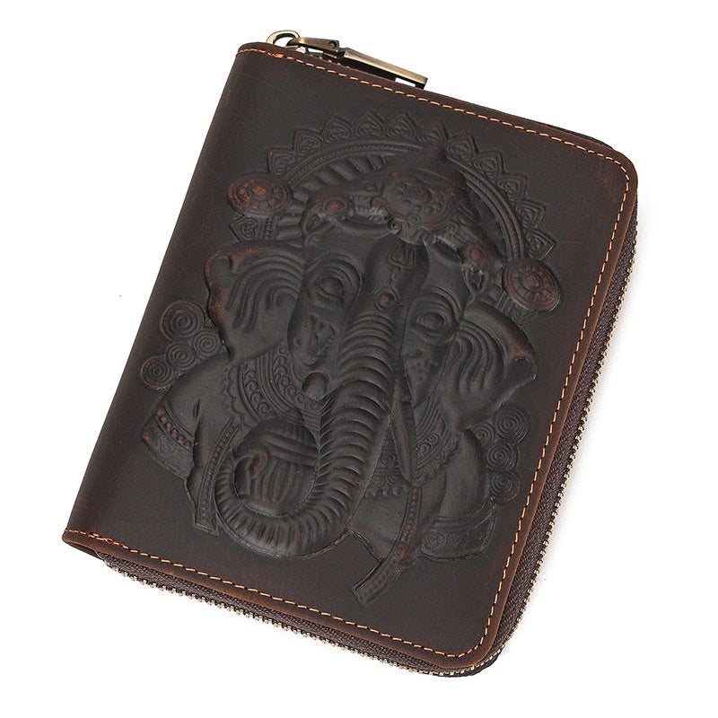 Large-capacity Cowhide Short Wallet Leather Card Holder