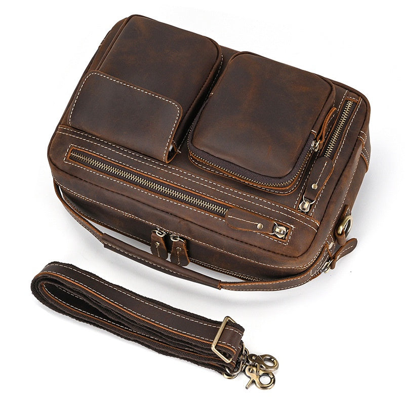 Men's Retro Shoulder Bag Top-grain Cowhide Crossbody Bag