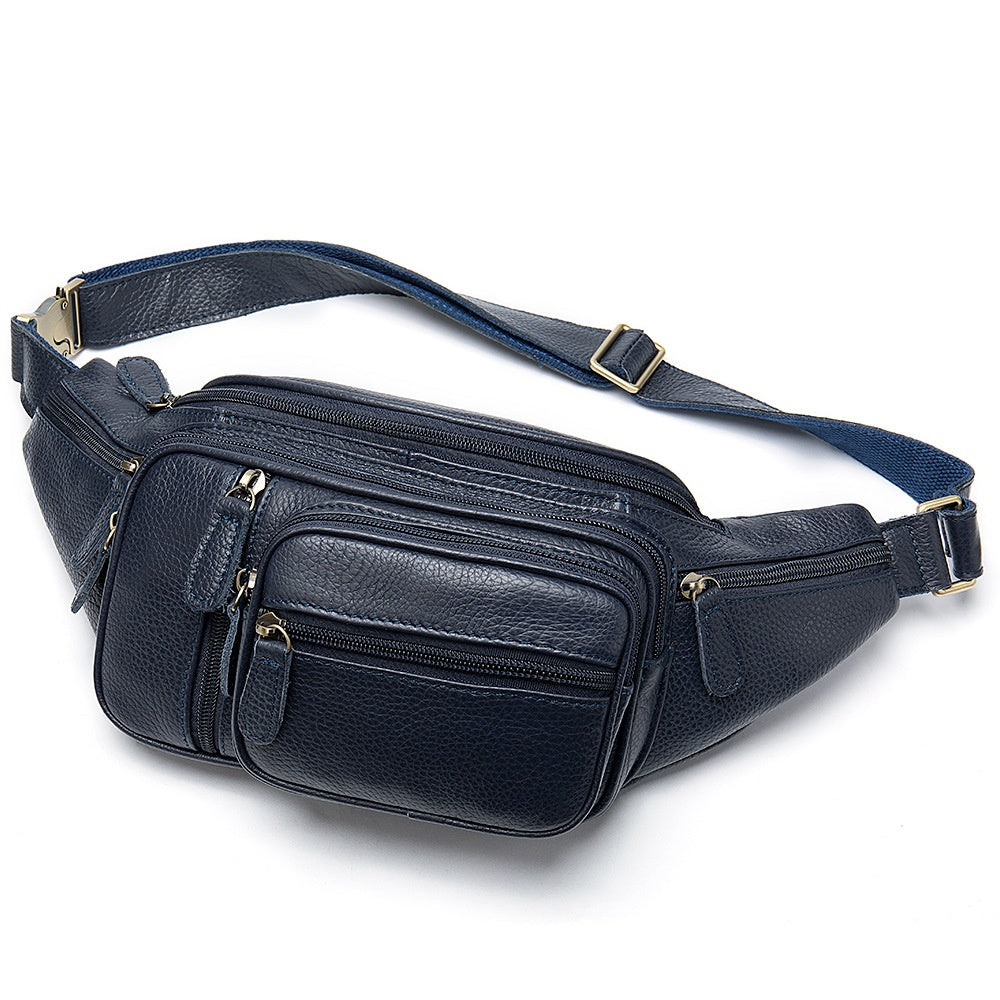 Multi Functional Men's Waist Bag, Leather Leisure Chest Bag, Single Shoulder Crossbody Bag, Motorcycle Waist Bag