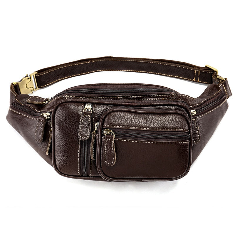 Multi Functional Men's Waist Bag, Leather Leisure Chest Bag, Single Shoulder Crossbody Bag, Motorcycle Waist Bag