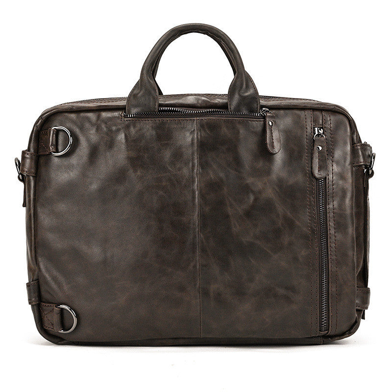 Men's Leather Briefcase Multifunctional Handbag with Large Capacity Full-grain Cowhide Business Bag