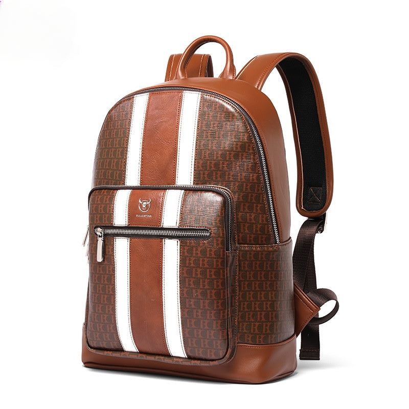 Men‘s Fashion Travel Bag Leather Backpack Waterproof Backpack Large Computer Bag